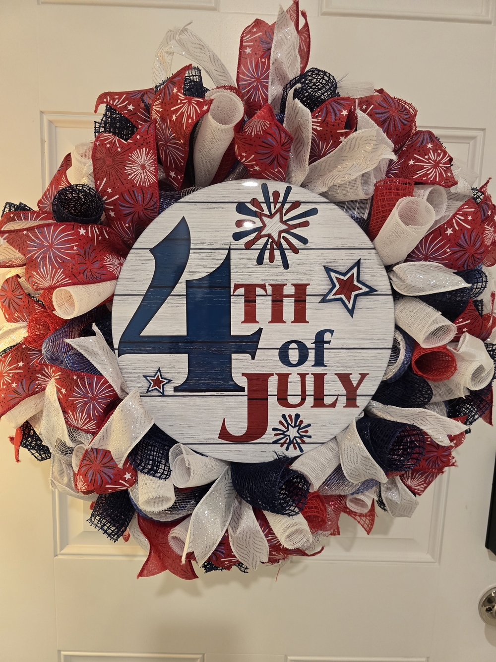 Patriotic 4th of July Wreath - Red, White & Blue